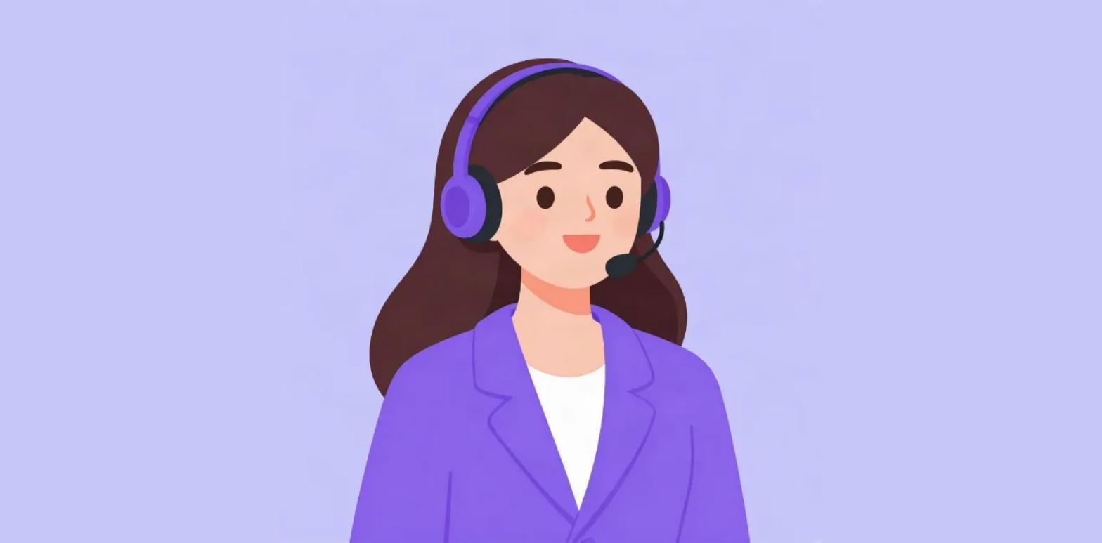Friendly AI receptionist wearing a headset